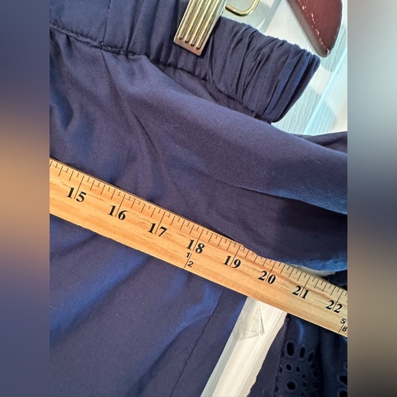 ANTHROPOLOGIE Isabella Sinclair S Navy Off Shoulder Eyelet Bell Sleeves ROMANTIC - Picture 8 of 13